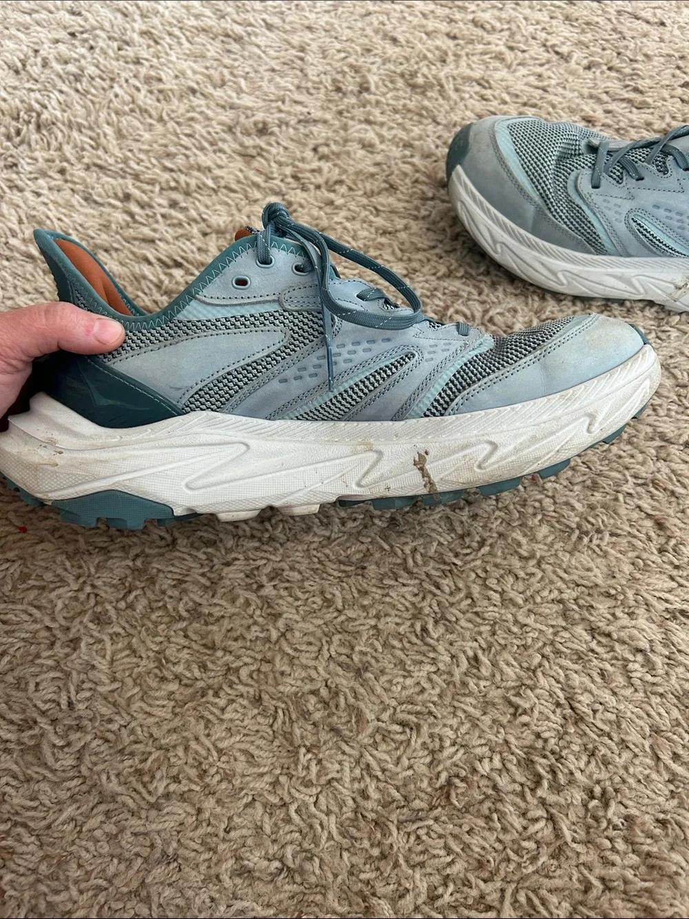 Hoka Men's Athletic Shoes Teal and Light Gray